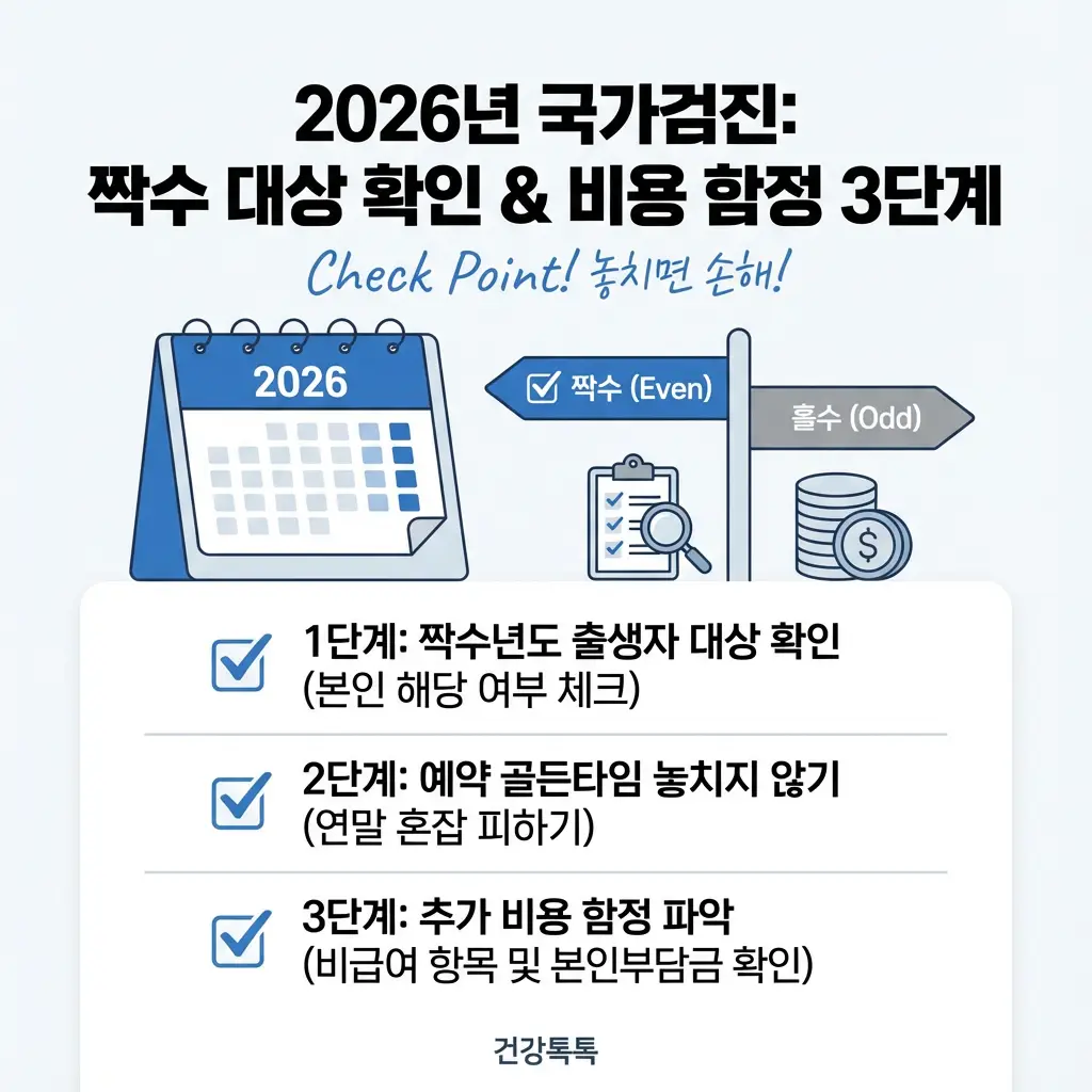 2026년 국가건강검진 짝수 대상 확인 비용 함정 3단계 꿀팁 예약 비급여 항목 체크