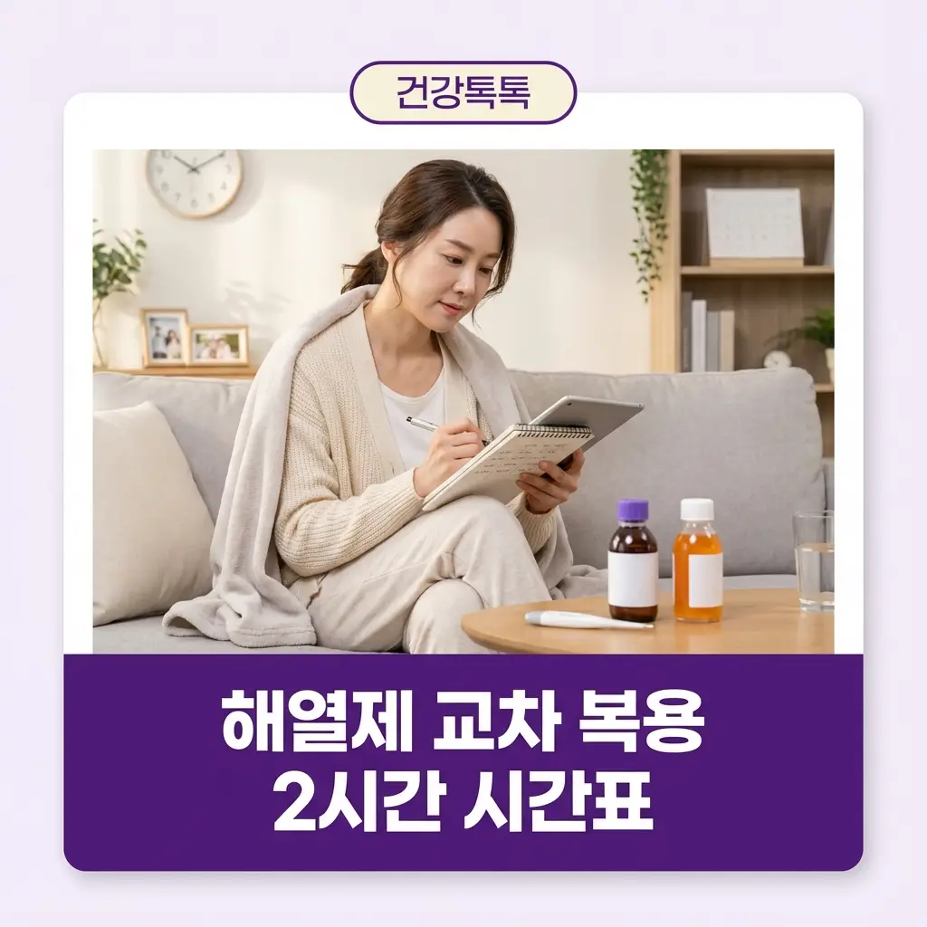 해열제 교차 복용 2시간 시간표 안전 복용법 열 내리는 법 감기 발열 대처 꿀팁