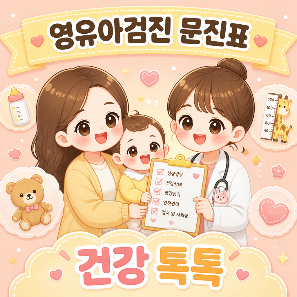 영유아검진 문진표 작성법과 시기별 점검 안내 일러스트