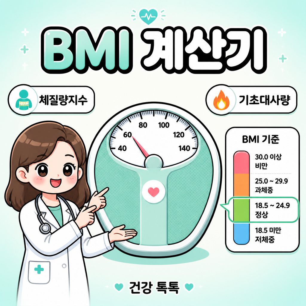 BMI 계산기 체질량지수·기초대사량 인포그래픽