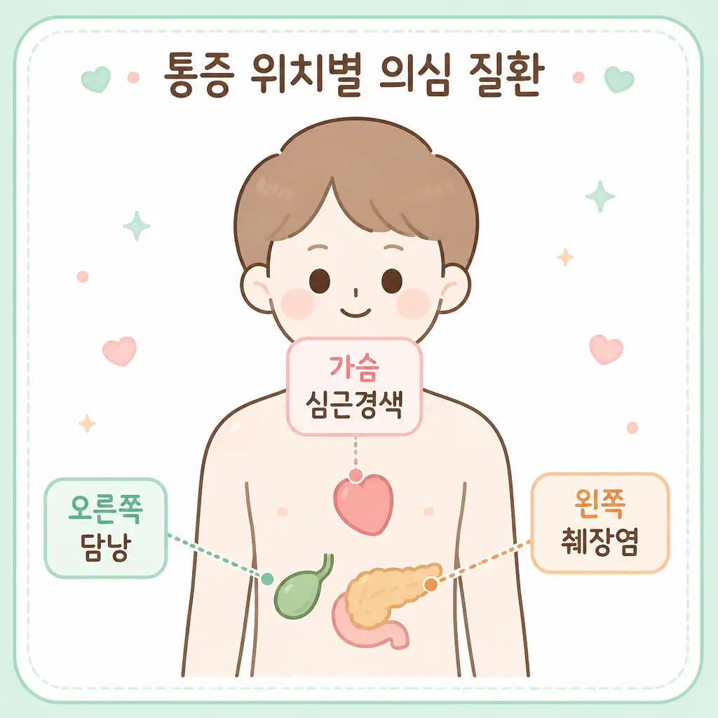 명치 통증 위치별 의심 질환 심근경색 췌장염 담낭