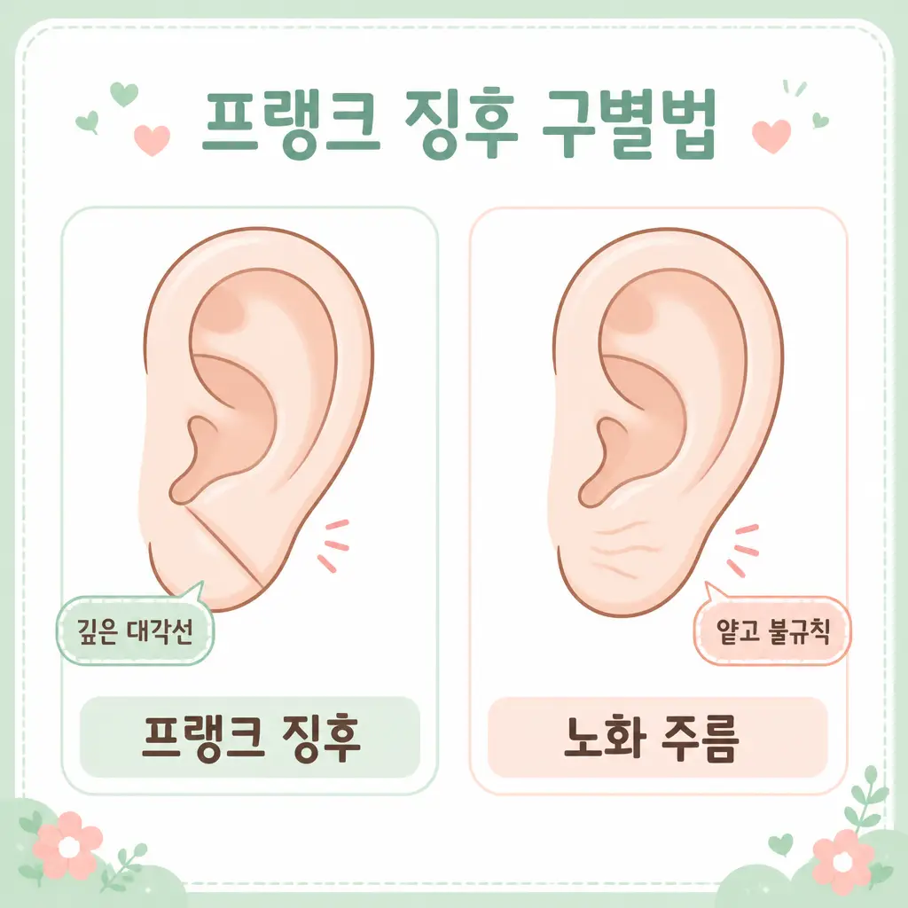 프랭크 징후 구별 프랭크 징후와 단순 노화 주름 구별법 비교
