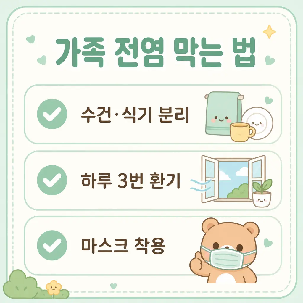 독감 가족 전염 막는 법 수건 분리 환기 마스크