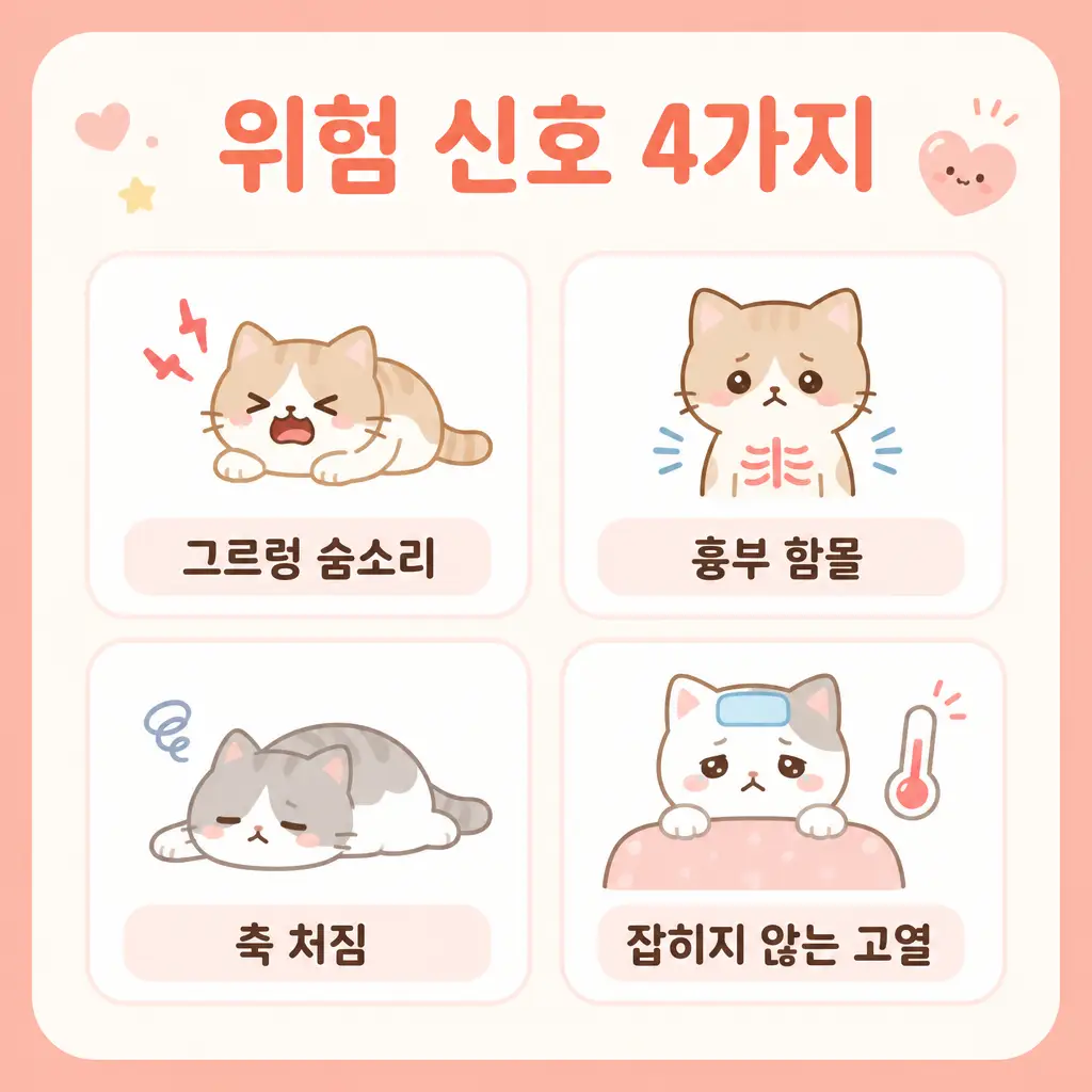 소아 폐렴 위험 신호 4가지 그르렁 숨소리 흉부 함몰 고열