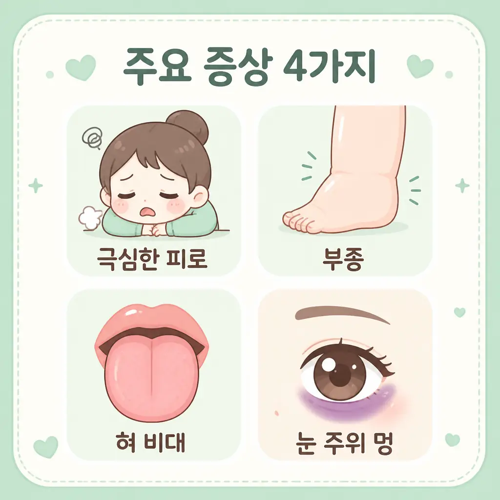 아밀로이드증 주요 증상 아밀로이드증 주요 증상 극심한 피로 부종 혀 비대 눈 주위 멍