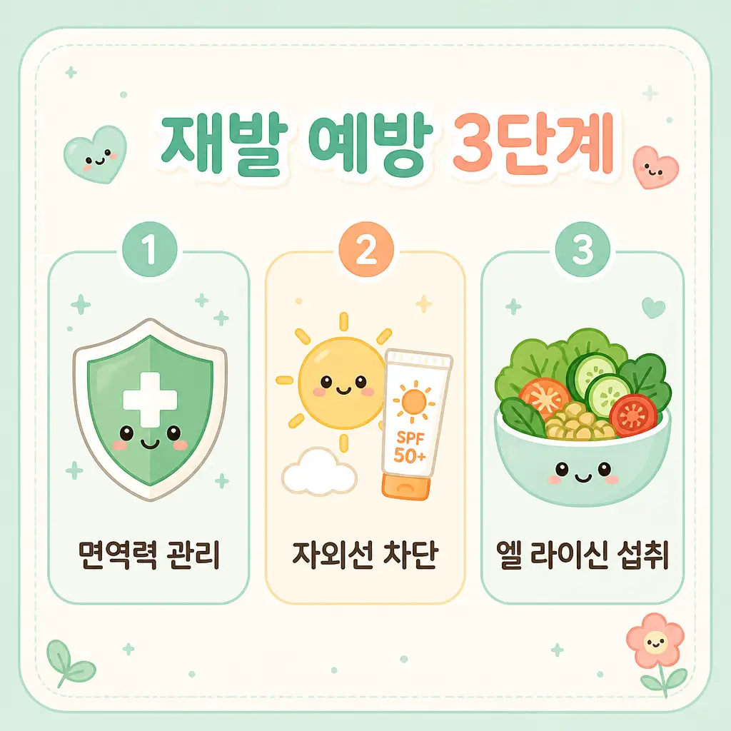 입술포진 재발 예방 면역력 관리 자외선 차단 라이신
