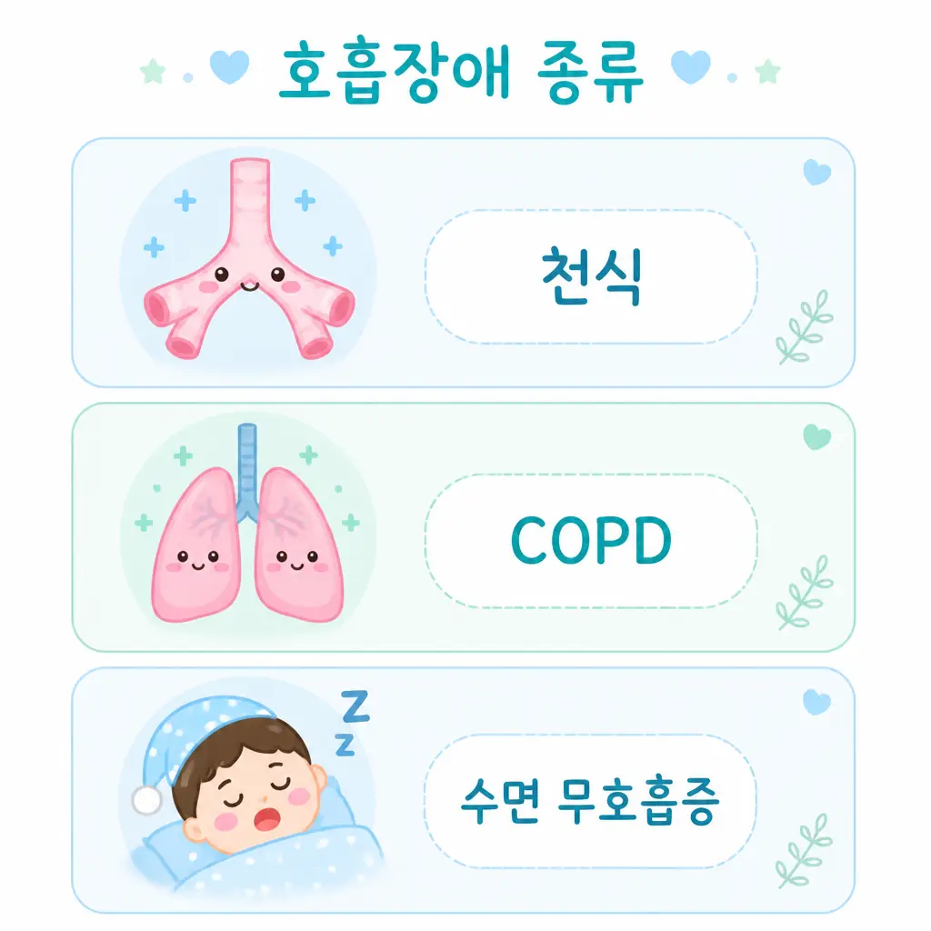 호흡장애 종류 천식 COPD 수면 무호흡증