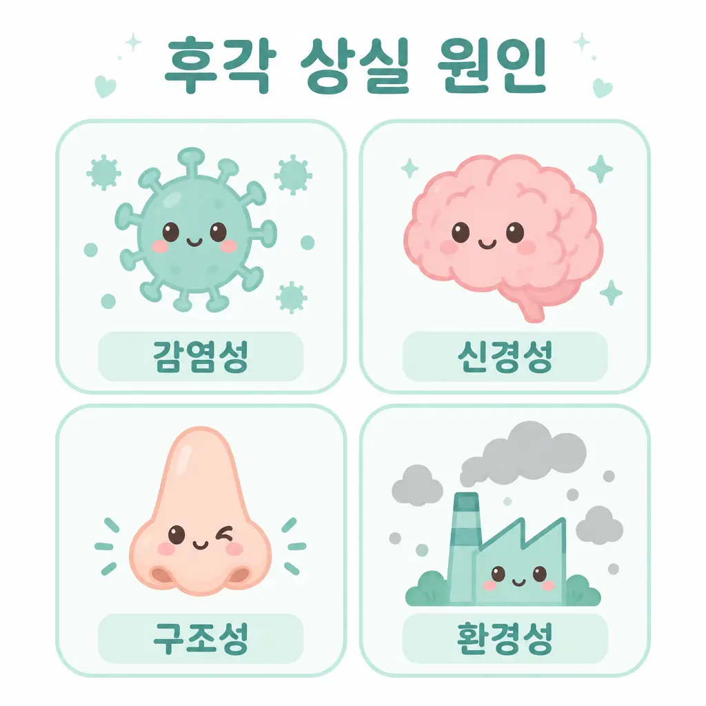 후각 상실 원인 후각 상실 원인 감염성 신경성 구조성 환경성
