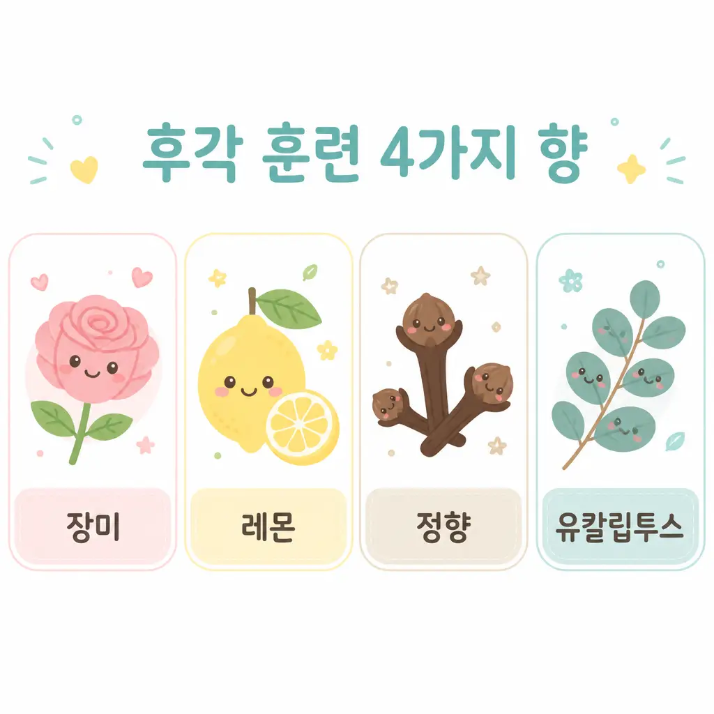 후각 훈련 4가지 향 후각 훈련 4가지 향 장미 레몬 정향 유칼립투스