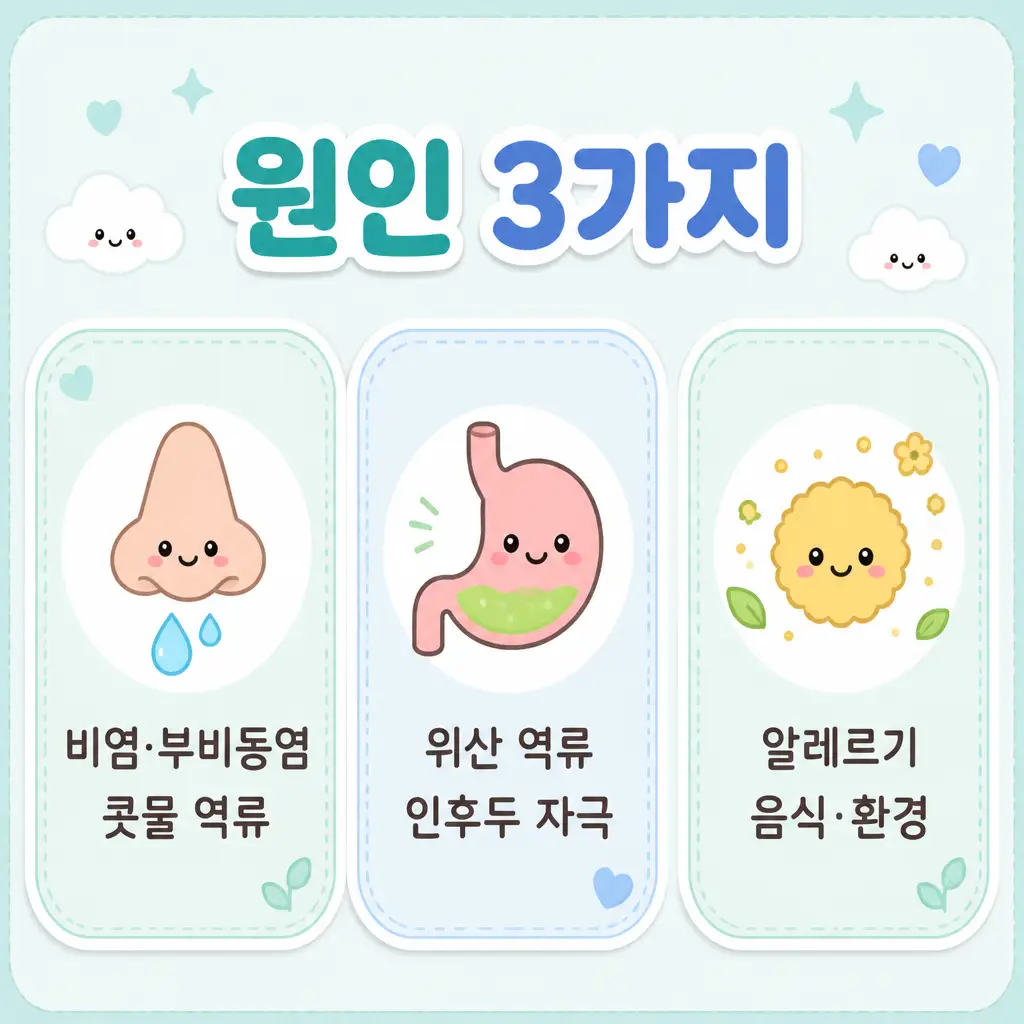 후비루 치료 원인 비염 부비동염 위산 역류 알레르기